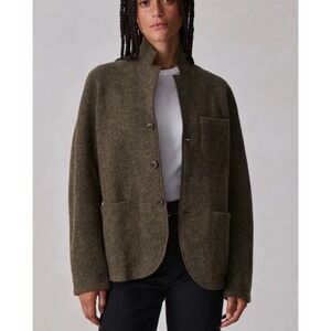BUCK MASONS Felted Chore Coat Charcoal Green Merino Wool Women's Size Medium